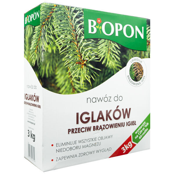 новое комплексное удобрение Nawóz Przeciw Brązowieniu Iglaków 3KG Biopon